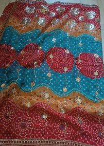 Beautiful multi colour Bandhani Saree