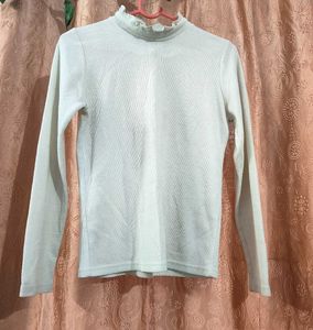 Ruffled Mock Neck Long Sleeve Top