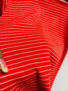 Red Striped Square Neck Top
