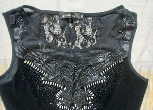 Embellished Black Sleeveless Top