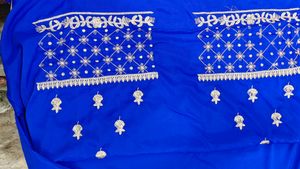 Royal Blue Embroidered bottom work suit