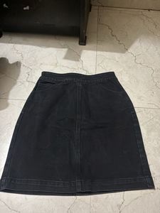 Classic Black Denim Skirt