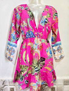 Vibrant Tropical Print Mini Dress Size S-M 32"-36"