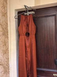 Elegant Rust Halter Jumpsuit