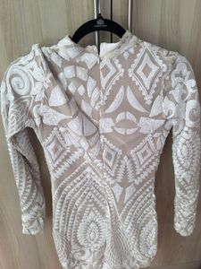 Designer white sequin party dress