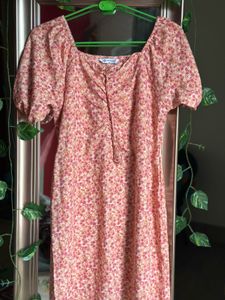 Cute Floral Puff Sleeve Mini Dress