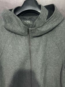 Grey Zipper Hooded Jacket