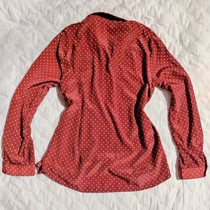 Chic Polka Dot Button-Up Shirt ventage vibe