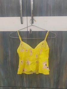 Zara Yellow Peplum Crop Top