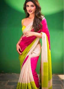 Pushpa 2 saree -Vibrant Pink & Green Sare