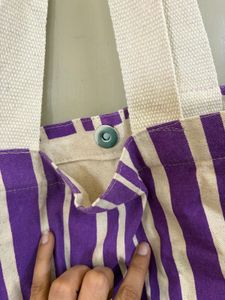 Purple Striped Tote Bag