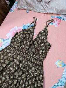 Brand New Brown Printed Maxi Dress | Flowy Boho