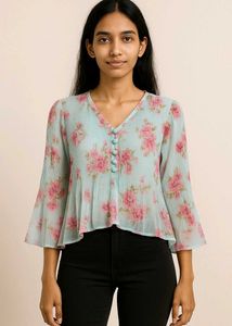 Blue Frill Top