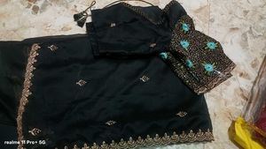 Elegant Black Saree with Embellished Blouse
