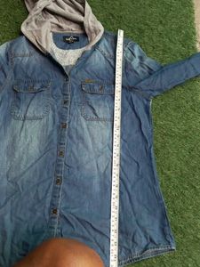 Denim Hooded Shirt for Women