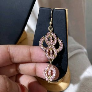 Elegant Pink Stone Necklace &amp; Earring Set