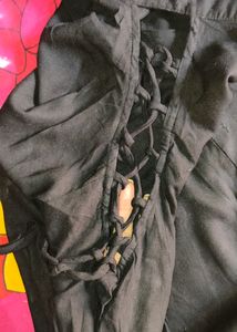 Black Button-Down Shoulder Criss Cross Shirt 🖤