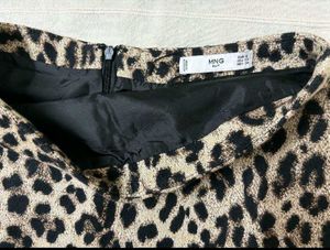 Mango Leopard Print A-Line Skirt