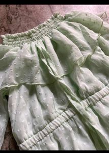 Chic Off-Shoulder Ruffled Light Green Dress