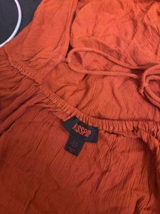 Chic Orange Cowl Neck Mini Dress