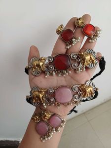 Stone brass dual Jewelry Set