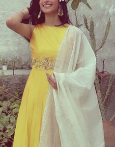 Elegant Yellow Embroidered Gown