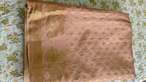 jari woven shiney chiku colour saree