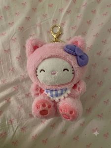 Cute Pink Plush Kitty Keychain