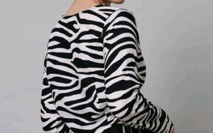 White Black Zebra Stripes Crop Top