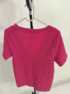 V-Neck Textured Short Sleeve Top