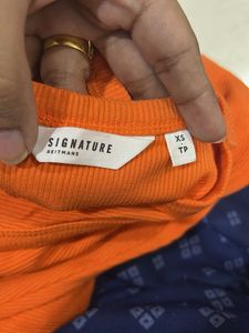 Vibrant Orange Ribbed Tank Dress