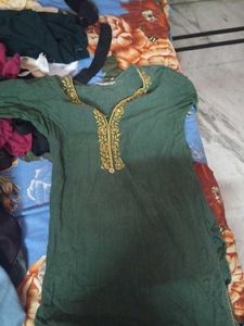 Green Embroidered Kurta