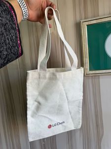LG Chem Beige Cotton Canvas Tote Bag