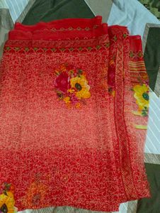 Beautiful Orange Floral Saree