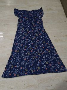 Navy Floral Print Midi Dress
