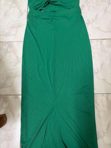 Green Twist Front Cut-Out Dress