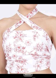 Floral Halter Neck Crop Top