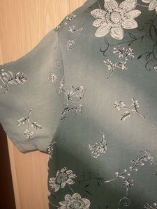 Green Floral Print Blouse