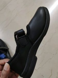 Girls' Black School Shoe &amp; 3 Set Of White Socks