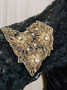 Black Full Sleeve Velvet Blouse (Women's)