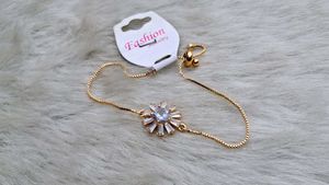Rose Gold American Diamond Bracelet Free Size