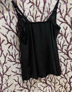 Black Lace Trim Camisole Top