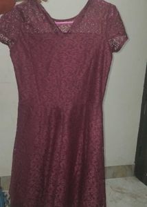 Elegant Mauve Lace Dress