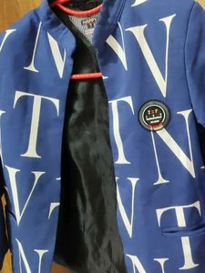 Stylish Blue Blazer with All-Over print