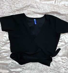 Classic Black Wrap Top