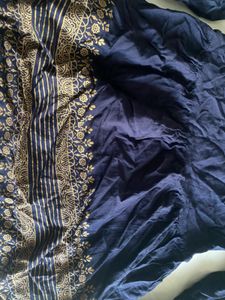 Blue Kurta with Golden Print