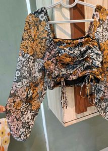Floral Ruched Crop Top
