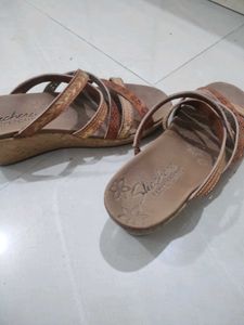 Stylish Brown Wedge Sandals Skechers...