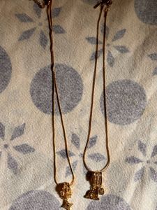 Amira jewels Two Gold Tone Pendant Necklaces