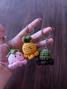 Combo Crocheted Fruity Octopus Keychains Set of 3